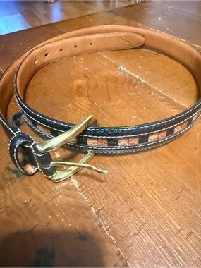 Tundra Italian Leather Men’s Belt Brass Buckle Size 38